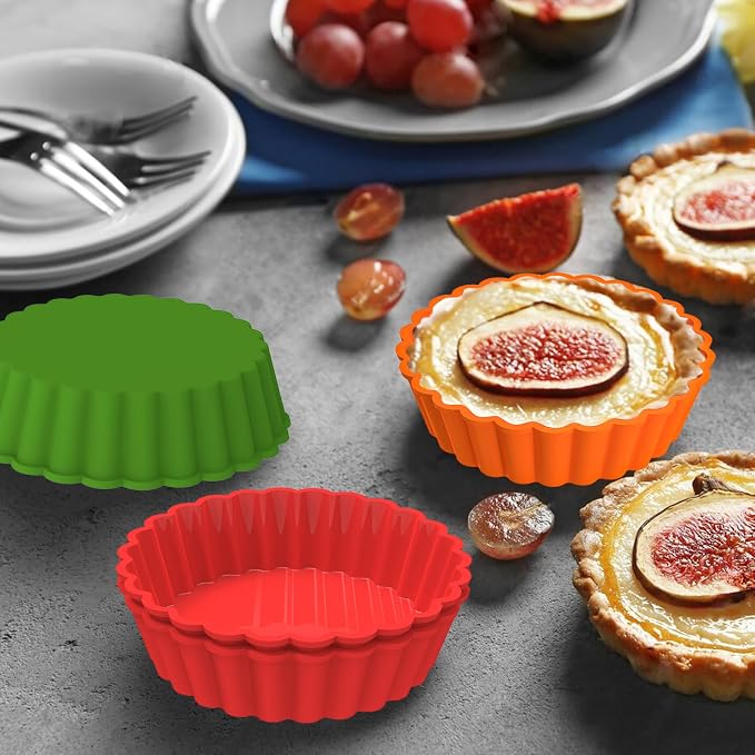 Webake Silicone Mini Tart Pan 4 Inch Non-stick Mini Quiche Molds Small Pie - Image 5