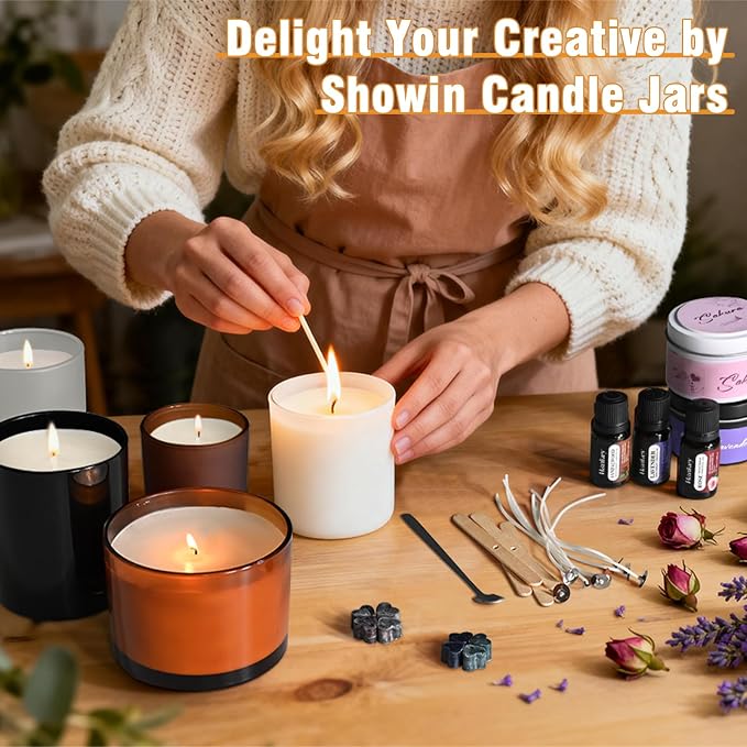 SHOWIN Thick Candle Jars for Making Candles 16 Pcs, 7 OZ Empty Jars - Image 7