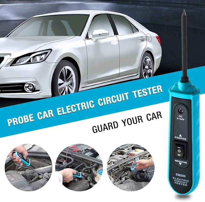 allsun Professional Automotive Circuit Tester,Short Circuit Finder with Buzzer Alarm & LED Light, 6-24V Power Detector Probe with Overload Protection, 5m Cable for Car DIY Repair