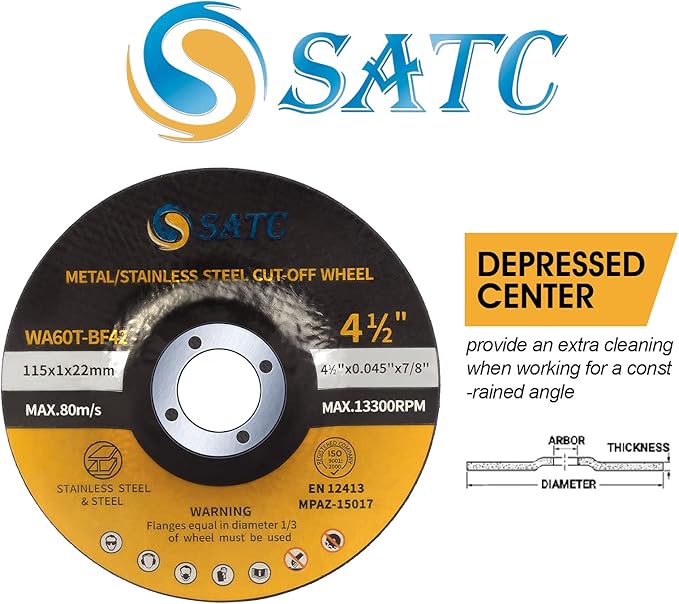 S SATC 25PCS 4 1/2 Cut Off Wheel Grinder Blades 4-1/2" x .045 x 7/8" Cutting Disc Cutting Wheel Die Grinder Cut Off Blades Fits Angle Grinder Air Tool