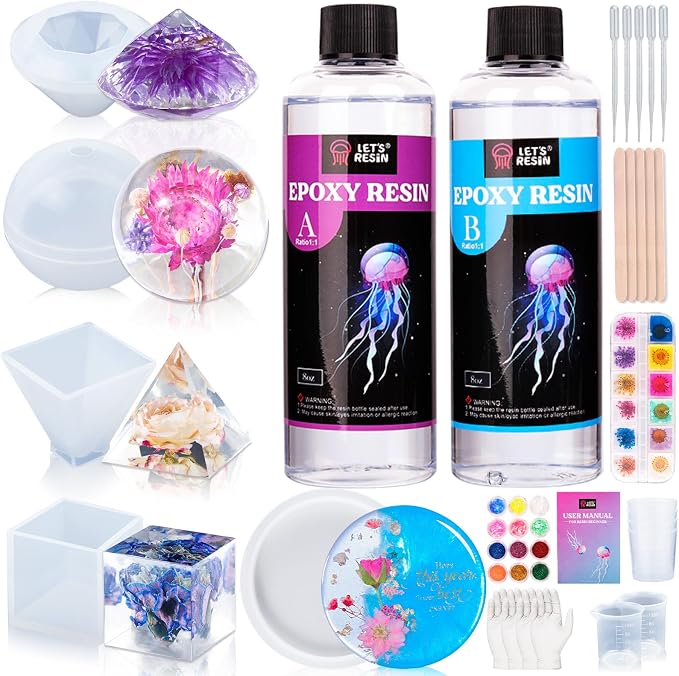 LET'S RESIN 16oz Epoxy Resin Kits and Molds Complete Set by LETSRESIN
