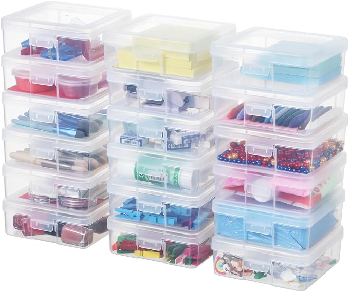 18 Pack Small Plastic Hobby Art Craft Organizer, Storage Containers | Stackable by OMNISAFE