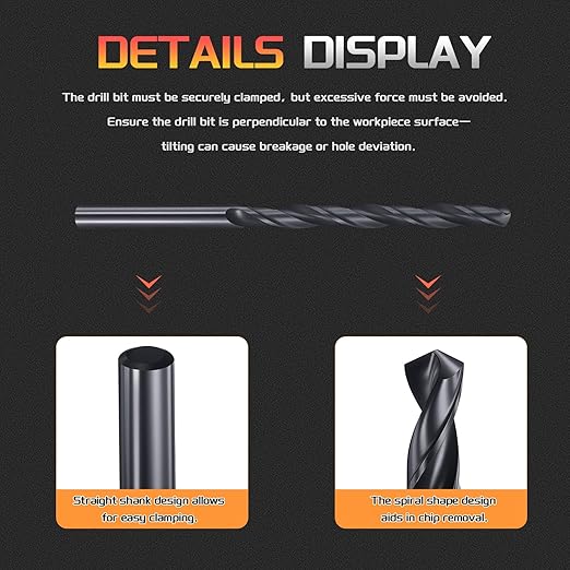 Drill Bit, 3/16" Cutting Diameter, 4241 HSS Nitriding Black 118° Cutting Angle Versatile Jobber Bits - (Applications: for Drilling Plastic Wood Soft Metal), 12-Pieces