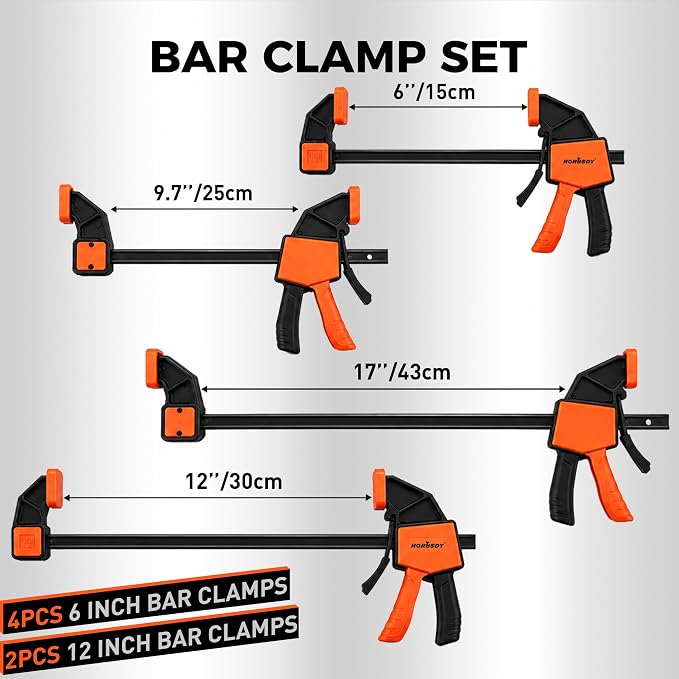 HORUSDY 8-Pack Bar Clamps for Woodworking, Quick-Release Wood Clamps - Image 2