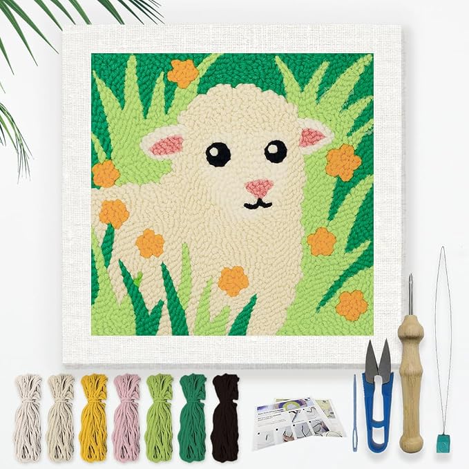 DOODLREAM Lamb Grass DIY Punch Needle Embroidery Kit by Doodlream