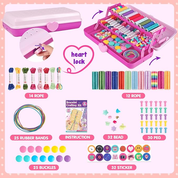 TingingYuli Friendship Bracelet Making Kit, 3-Layer Storage Box, Gift 6-12 | - Image 3