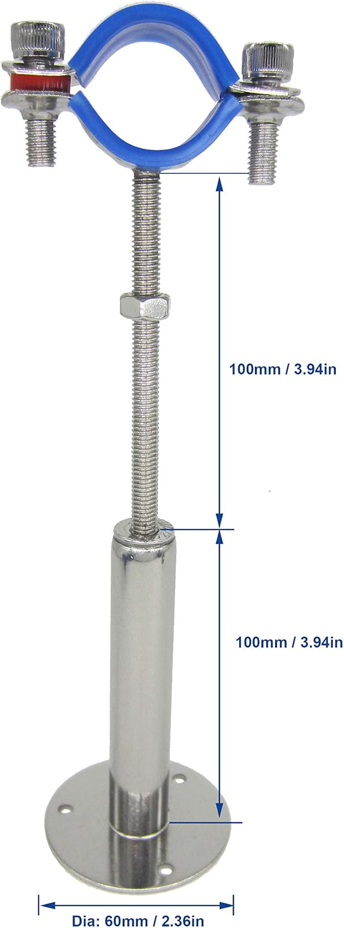 Stainless Steel Adjustable Pipe Clamp Bracket - Wall/Ceiling Mount Support for 1-Inch (32mm) Pipe, Heavy-Duty Rustproof Brackets with Screws, Extended Type, Set of 2