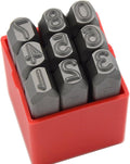 9pcs Heavy Duty Steel Stamp Uppercase Reverse Number 5/16 8mm Hand Stamping Character Mark Code Alphabet Punch Kit for Bracelet Ring Jewelry Sheet Metal Plate Making Mold Die