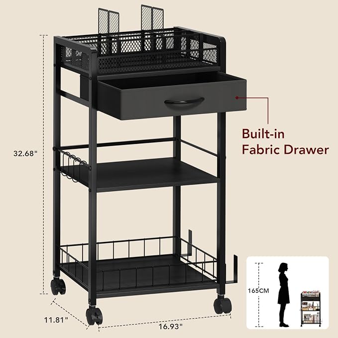 Homsorout 3 Tier Rolling Cart - Image 3