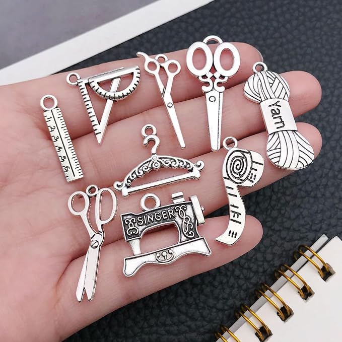 WOCRAFT 60pcs Antique Silver Sewings Bracelet Charms - Image 2