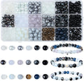 DUQGUHO 8mm Black Beads for Bracelets Black and White Glass Beads for Jewelry by DUQGUHO