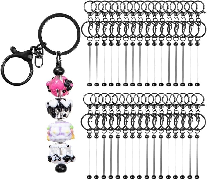 RQAYE 30pcs Beadable Keychains keychain bulk kit cute blank bead keychain strip by Unknown