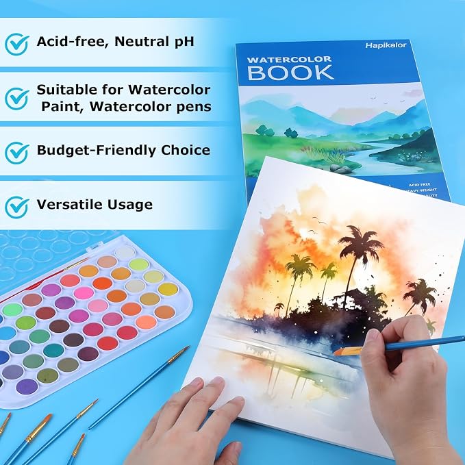 Hapikalor Watercolor Paper Pad, Paper Pad, Art Journal, Arts and Crafts Supplies - Image 3