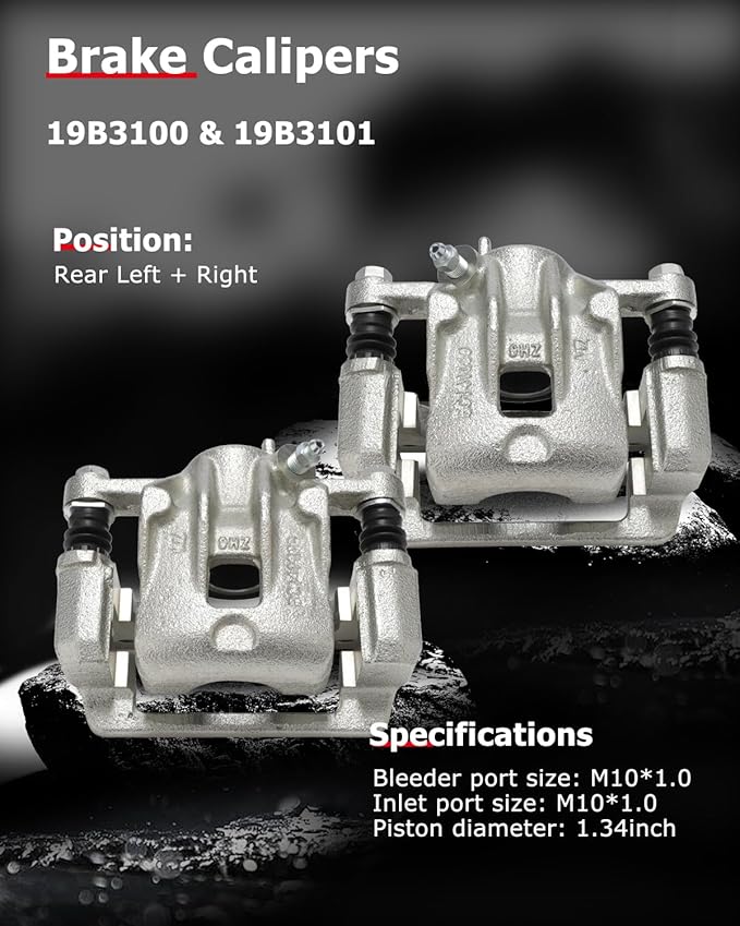 cciyu Rear Left & Right Brake Calipers Assembly w/Bracket 19B3101 19B3100 For Hyundai For Sonata/For Tucson,For Kia For Magentis/For Optima/For Sportage