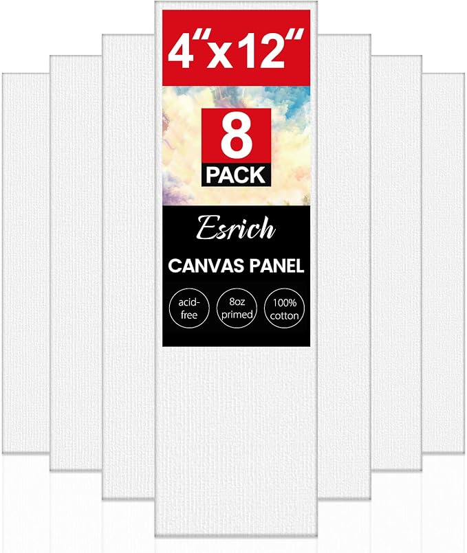 ESRICH Long Canvas for Painting, 8 Pack 4x12 Canvas Boards for Painting Cotton by ESRICH