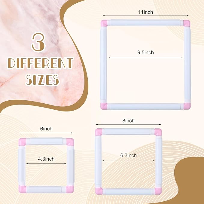 Janinka Embroidery Hoop 3 Pcs Cross Stitch Hoops and Frames White Rectangular - Image 2