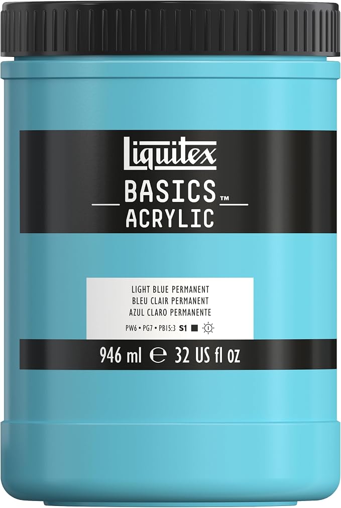 Liquitex BASICS Acrylic Paint, 946ml Jar, Light Blue Permanent by Liquitex