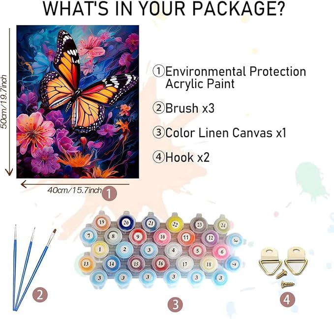 MBNTJHT DIY Easy Butterfly Paint by Numbers Kit - Image 2