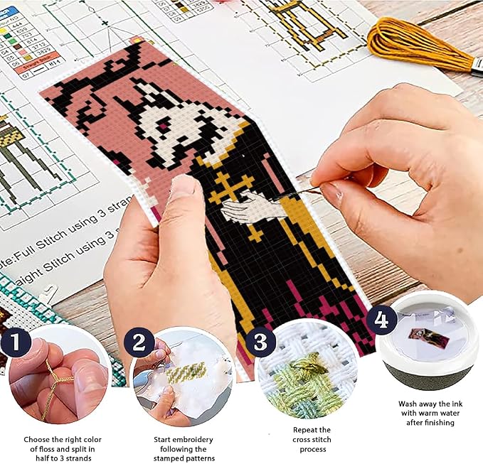 ACRNIGHEET 6PCS Cross Stitch Bookmark Kit - Image 4