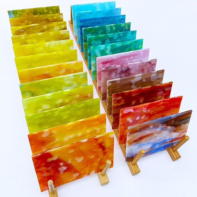 LITMIND 24 Sheets Premium Mottled Opal Stained Glass Sheets – 6 x 4 Inch - Image 2