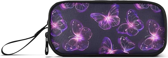 Butterflies Purple Neon Pencil Case Box Boys Girls Large Pencil Pouch Zipper - Image 6