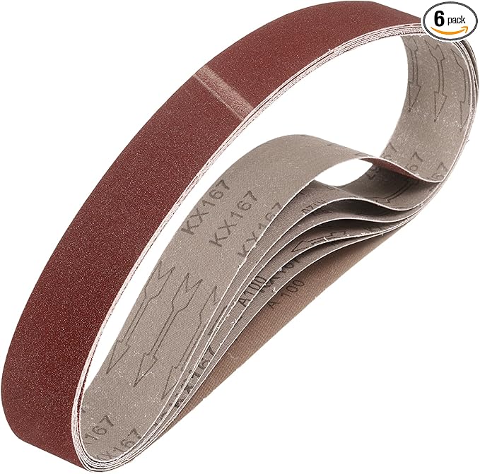 HARFINGTON 2 x 36 Inch Sanding Belts, 6 Pcs 100 Grits Aluminum Oxide Abrasive Belt Sander File Belt for Woodworking, Metal Polishing, Knife Sharpener