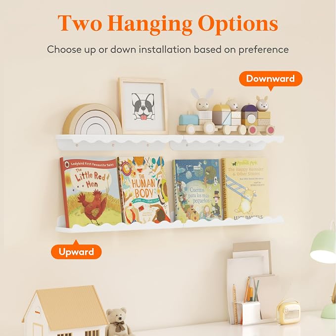 Lifewit Plastic Nursery Floating Book Shelves 12 Pack, Hanging Bookshelf Racks - Image 7