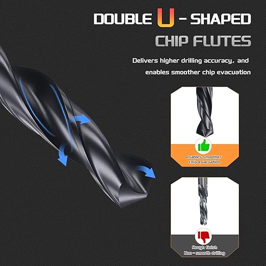 Drill Bit, 5.1mm Cutting Diameter, 4241 HSS Nitriding Black 118° Cutting Angle Versatile Jobber Bits - (Applications: for Drilling Plastic Wood Soft Metal), 12-Pieces