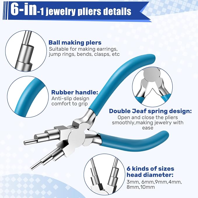 Mudder 2 Pieces Jewelry Making Tool Bail Making Pliers 6 in 1 Jewelry Wire - Image 4