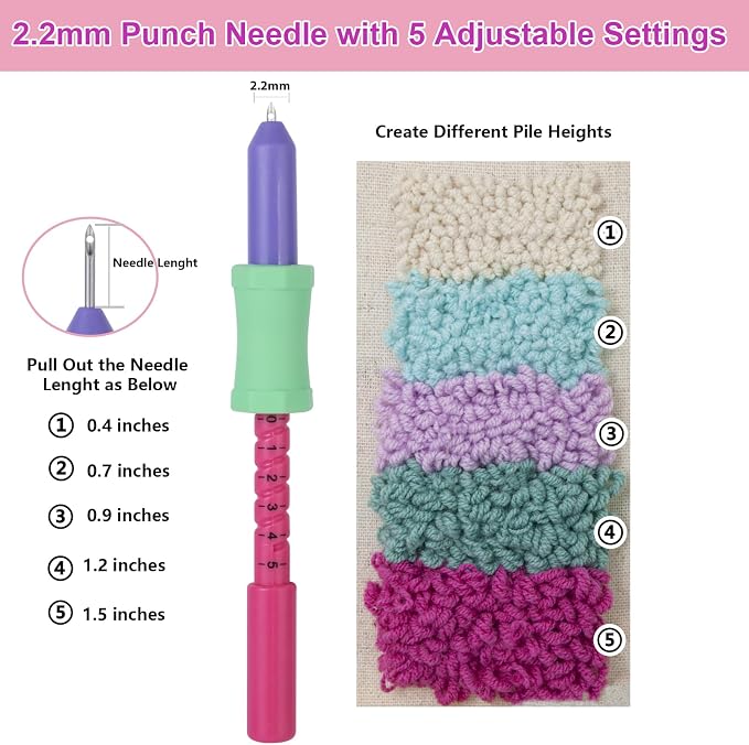 Cheloment 2.2mm Punch Needle Kit Adjustable Punch NeedleTool - Image 3