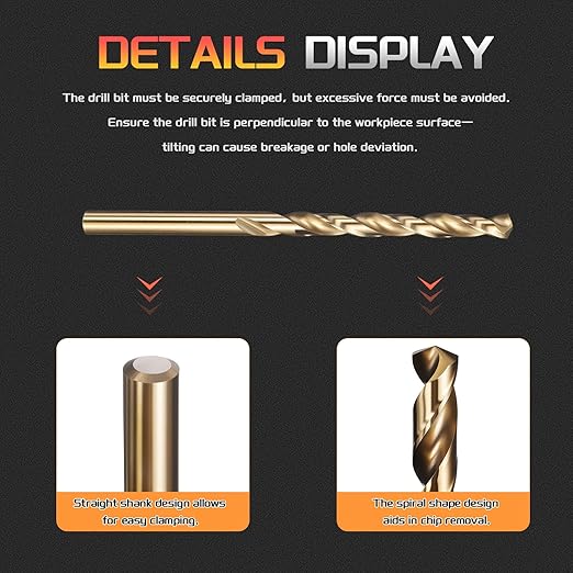 Drill Bit, 3/16" Cutting Diameter (4.763mm), 4241 HSS Black and Gold 118° Cutting Angle Versatile Jobber Bits - (Applications: for Drilling Plastic Wood Soft Thin Metal), 12-Pieces