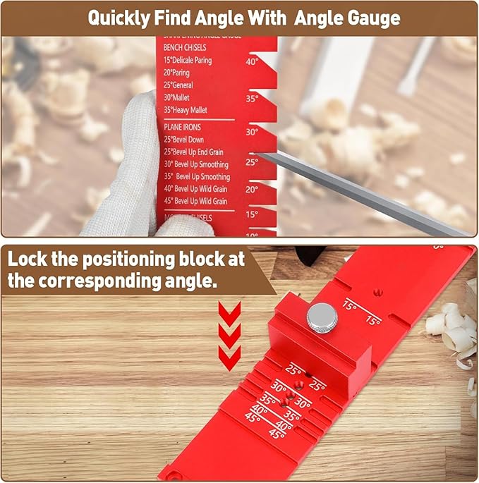 Chisel Sharpening Jig with Diamond Sharpening Stone 400# 1000# 3000# 8000# Grit, Wood Honing Guide for Chisels and Planes Width 0.1" to 2.8"