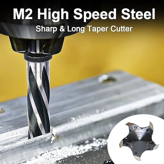 7/8” Bridge Construction Reamer Drill Bit, M2 HSS Taper Chucking Reamer for Steel Alloy Metal Wood Plastic, 1/2" Non-Slip Shank, 5-Spiral Flutes Car Reamer, to Align or Enlarge Holes, 22mm