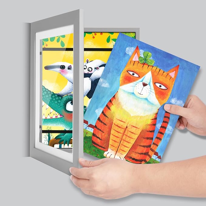 Kids Art Frames, 10x12.5 Front Opening Kids Artwork Frames Changeable, Holds 50 - Image 7