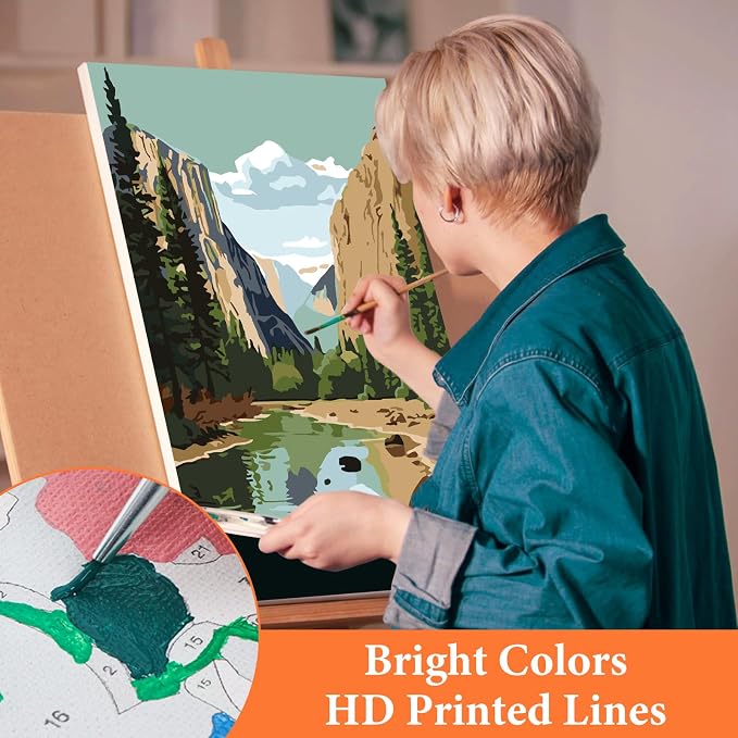 6 Pack Paint by Numbers Kit for Adults Beginner, National Park Adult Paint by - Image 5