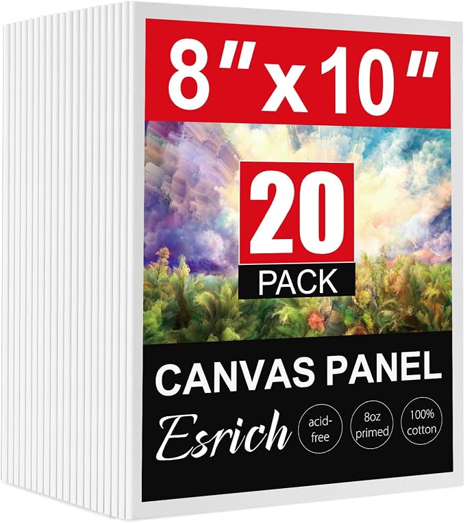 ESRICH Canvas Boards for Painting, 20 Pack Canvases for Painting 8x10 Cotton by ESRICH