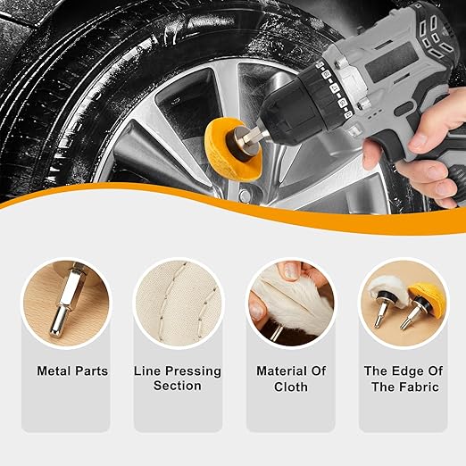 26pcs Buffing Wheel Kit for Drill – Different Size and Density Polishing Buffing Wheels – Perfect for Car Detailing, Jewelry, DIY Buffing & Finishing– 1/4" Shank Fits Most Drills