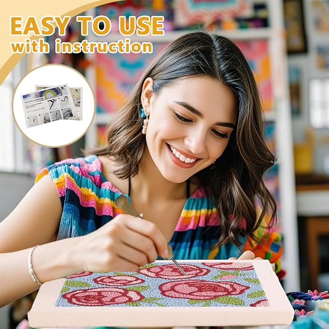 Doodlream Rose Flower DIY Punch Needle Embroidery Kit - Image 3