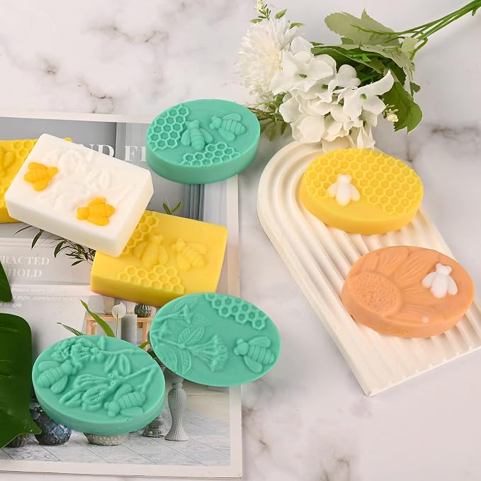 Sakolla 2 Pack 6 Cavity Bee Silicone Soap Molds Rectangle Oval Honeycomb - Image 6