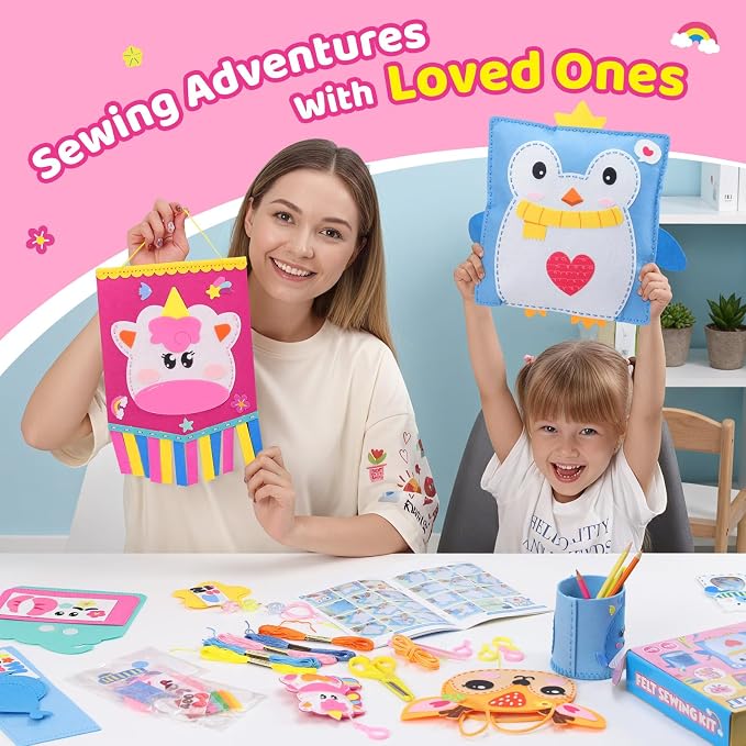 Funtopia Felt Sewing Crafts for Kids Ages 4-12, 10 Easy DIY Projects Kids - Image 4