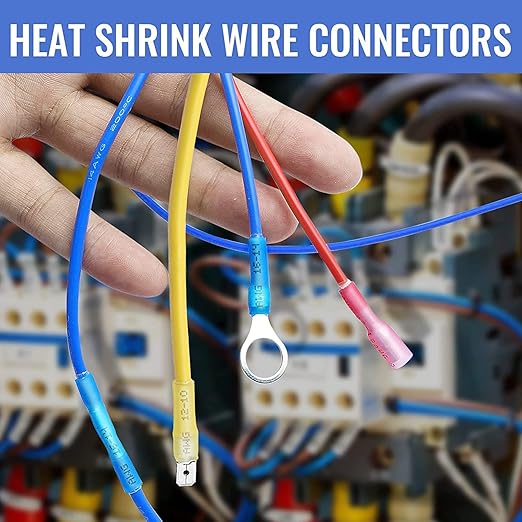560 PCS Heat Shrink Wire Connectors Qibaok Electrical Connectors Kit Copper Waterproof Marine Automotive Crimp Connector 16-14 22-16 12-10 Gauge Insulated Ring Fork Hook Spade Butt Splices