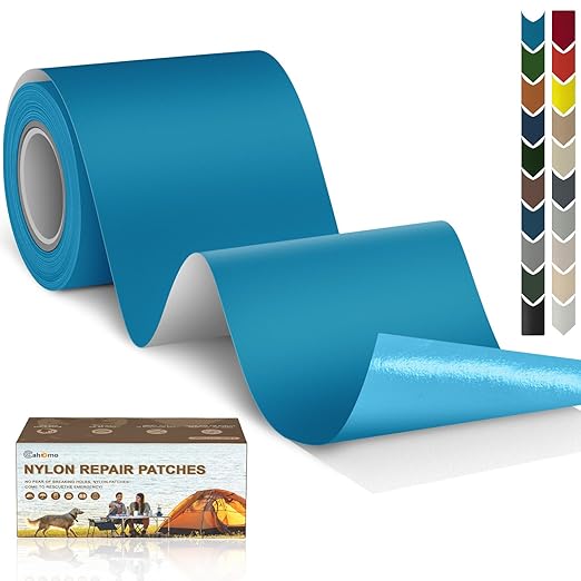 3x79 Nylon Repair Patch Nylon Repair Tape Self Adhesive Fabric Tapes Outdoor Camping Gear Fabric kit for Tent, Umbrella, Down Jackets, Sleeping Bag, Knapsack（Sky Blue）