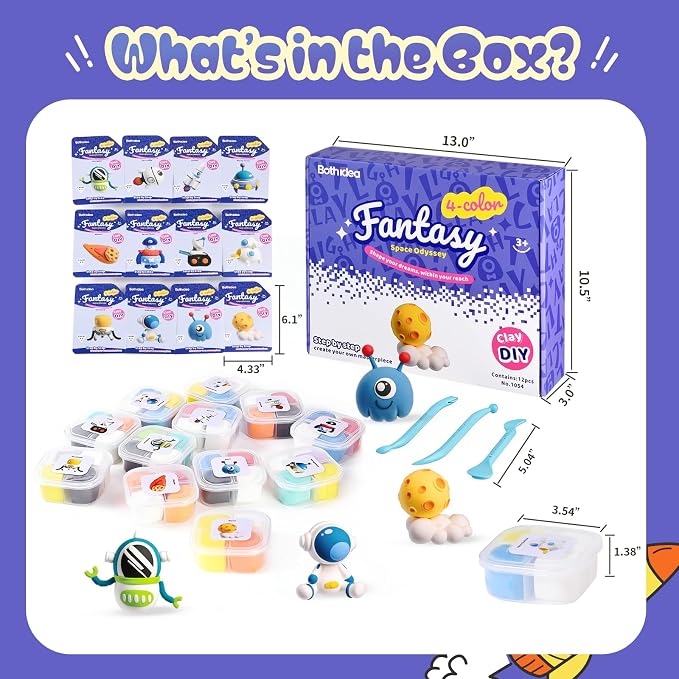 Both idea Air Dry Clay Kit, Space Theme | 12 Packs, Non-Toxic Kids Gift | - Image 3