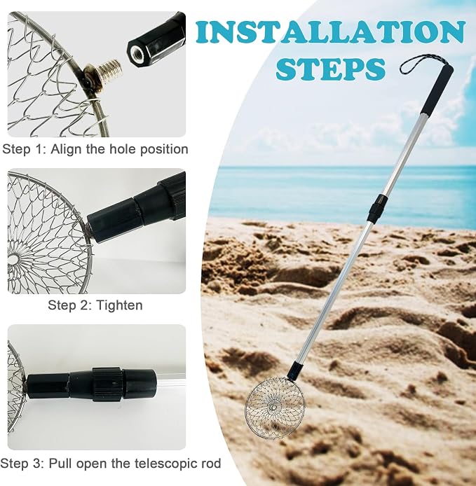 6Pcs Beach Sand Sifter, Adjustable Shark Teeth Sifter Shell Shovel Rock Scooper - Image 3