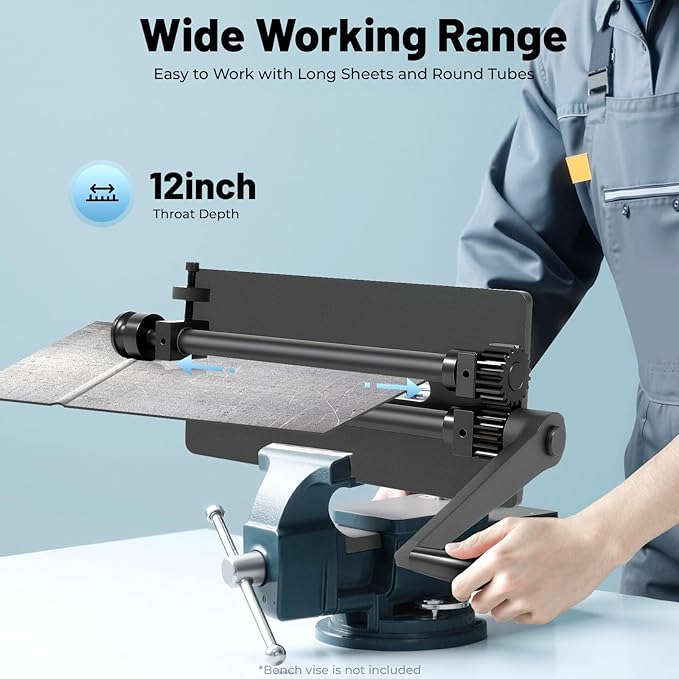 Sheet Metal Bead Roller Machine, 12inch Gear Drive Bench 6 Dies Set, Bending Machine Manual Bead Roller, Slip Rolling Bending Machine Sheet Metal Roller for Car Floors Trunk Floors Automotive Industry