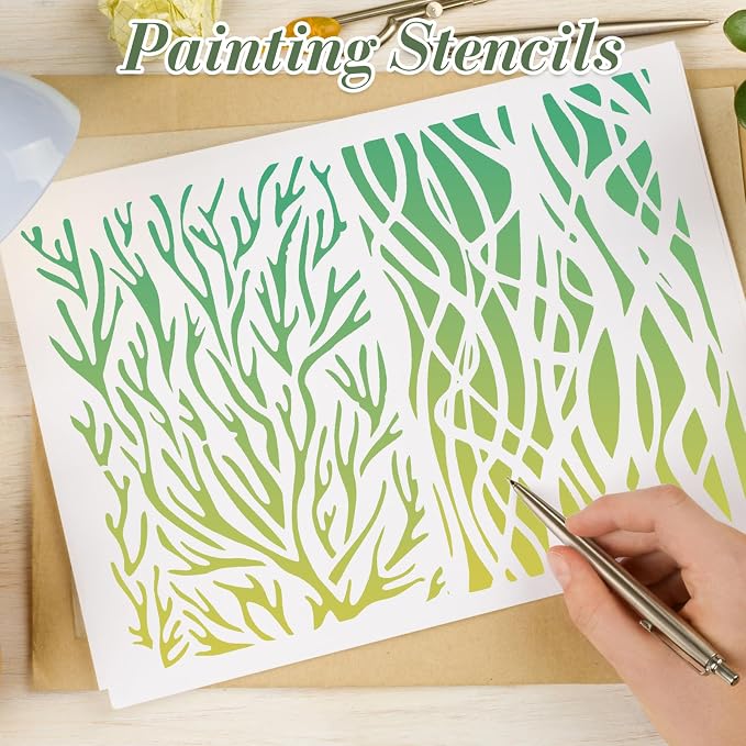 Geometric Texture Stencils for Crafts Reusable 16Pcs Stencils | DIY Art - Image 6