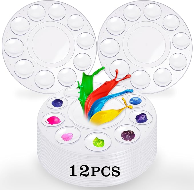 12Pcs Clear Paint Tray Palettes, Plastic Paint Pallets by Hulameda