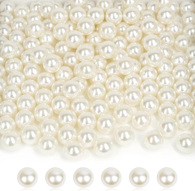 1200PCS 8mm Pearls for Crafting, Ivory No Hole Beads for Centerpieces Vases by Unknown