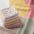 Patchwork Fabric Panel 100x155 cm, 100% Cotton Satin, 6 Coordinated Floral by FabricsTown