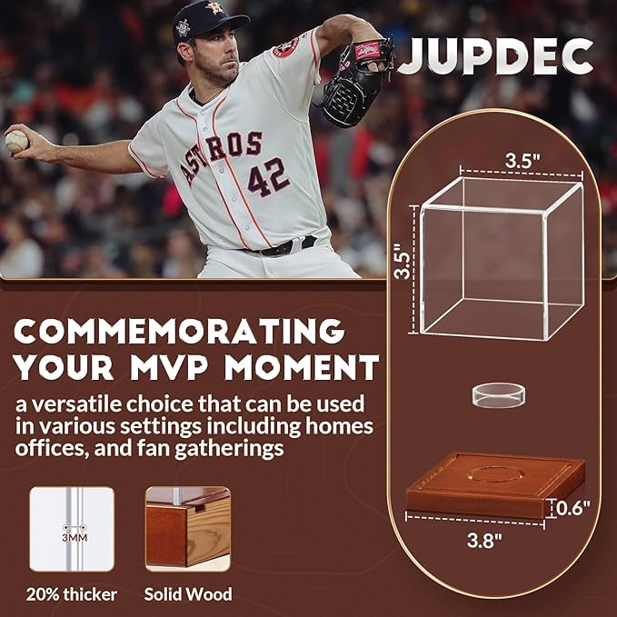 JupDec Baseball Display Case, Autograph Baseball Stand Box - Image 5